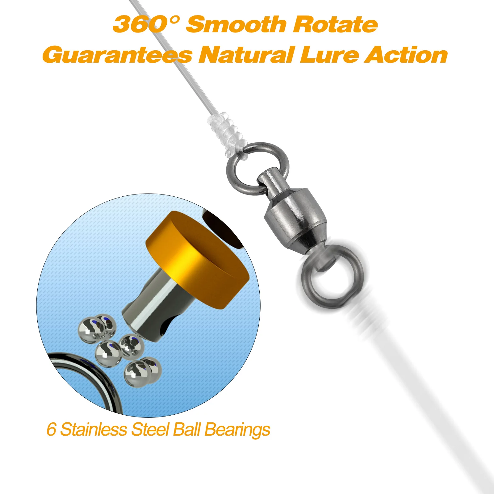 Dr.Fish 10 Uds. Anillo sólido giratorio de pesca de alta resistencia para agua salada, rodamiento de bolas de acero inoxidable, conector de señuelo para anzuelo de pesca rodante - imagen 4