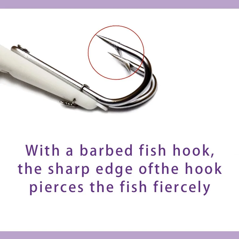 Señuelo de pesca con anzuelos dobles de acero inoxidable, gancho de garra de cuerpo de plástico para pesca en aguas profundas, línea de alambre, atún, caballa, salmón, trucha - imagen 5