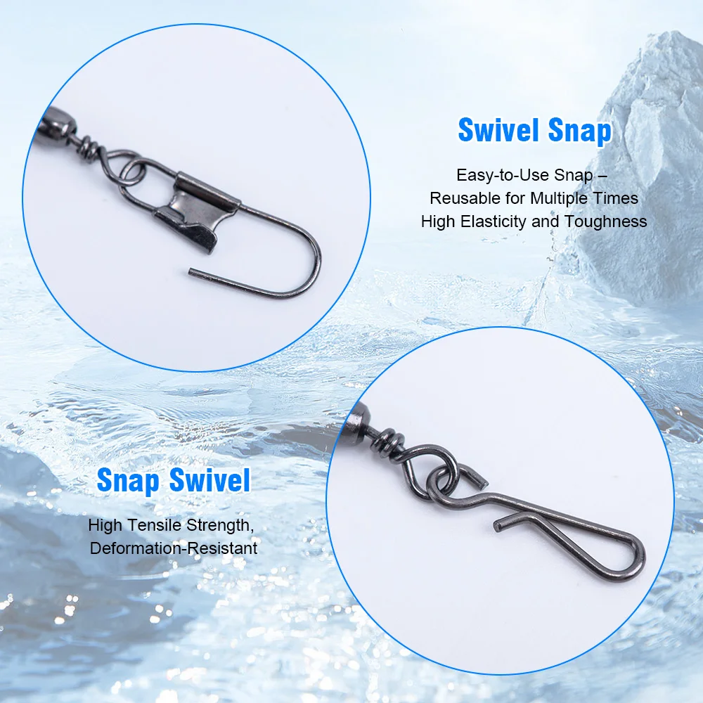 Goture 1/caja de giratorios de pesca con forma de calabaza, giratorios de pesca luminosos, rotación de 360 grados, giratorios redondos, accesorios de aparejos de pesca - imagen 5