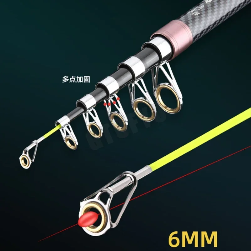 Caña de pescar portátil de 15kg, 2,7/3,0/3,6/4,2/4,,5 m, caña de pescar telescópica de fibra de carbono resistente para viaje, caña de pescar giratoria para barco de mar - imagen 5