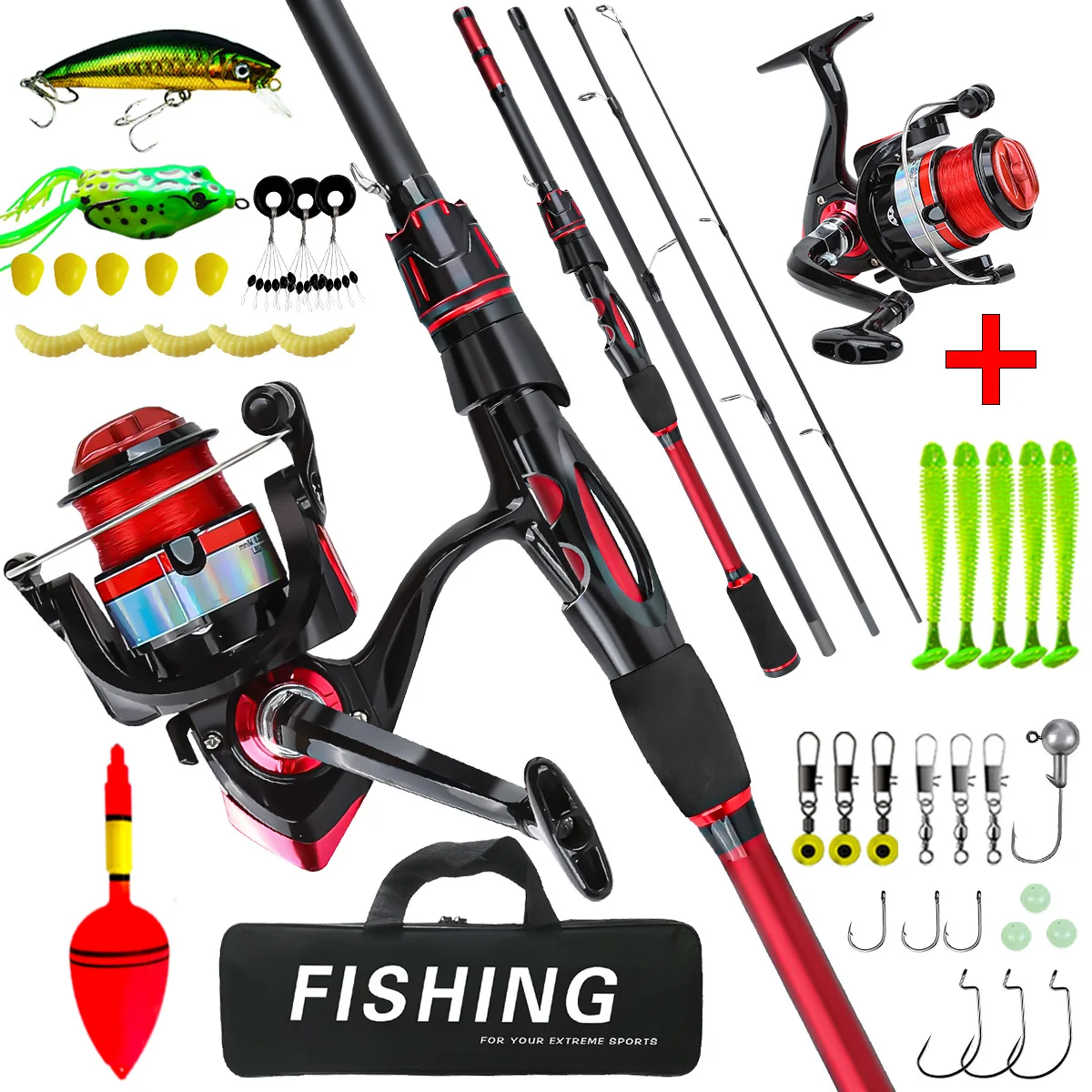 Combo Caña Telescópica y Carrete – Set Pesca en Mar con Señuelos