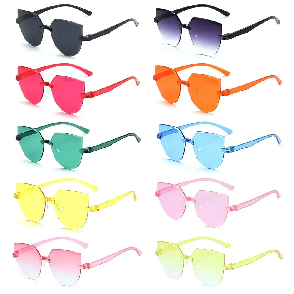 Gafas de sol retro transparentes para fiesta, gafas de sol tipo ojo de gato a la moda, gafas de sol sin montura para mujer - imagen 2