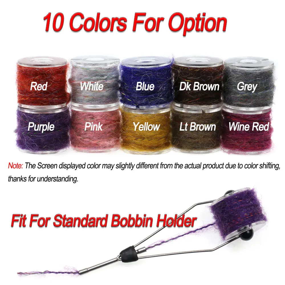 ICERIO 2 carretes de hilo de haya Mohair, línea de fibra de doblaje, Material de atado de moscas para atar serpentina de haya, cuerpo de Ninfa, Señuelos de Pesca de trucha - imagen 5