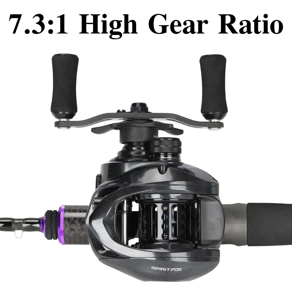 TSURINOYA SPIRIT FOX 50 carrete de pesca Baitcasting, engranaje de latón, sistema de finura suave ultraligero 7,3: 1, rueda versátil de fundición larga - imagen 5