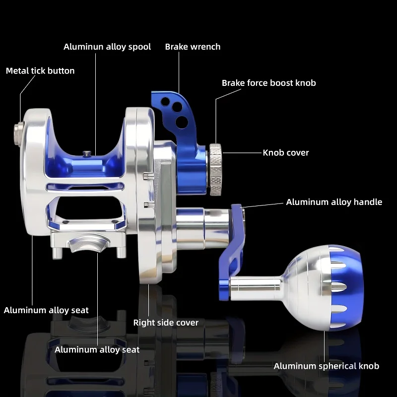 Topline Tackle serie 500 carrete de arrastre de palanca multiplicador bobina carrete de pesca Spinning Shore mar jigging carrete de caña - imagen 3