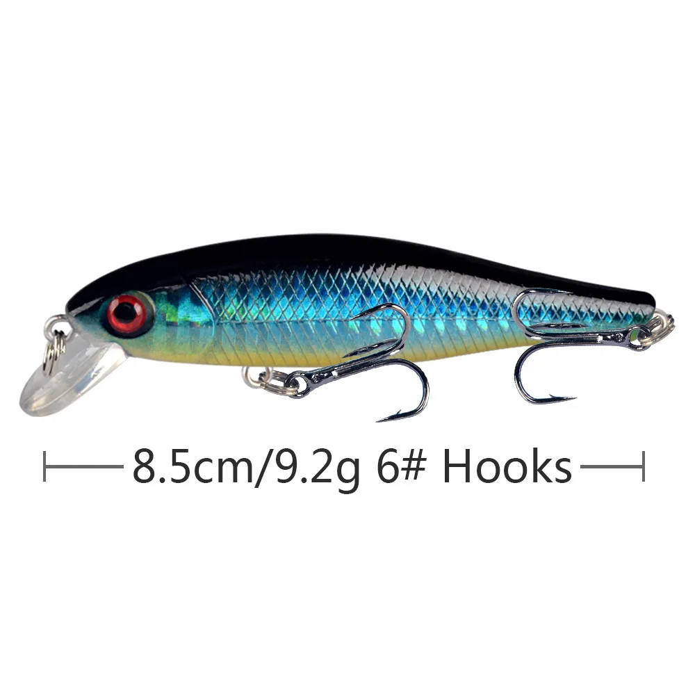 Mar Yolo-señuelo de pececillo de 8,5 cm y 9,2g, anzuelo triple, cebo biomimético flotante, Jerkbait de agua, accesorios de pesca - imagen 5