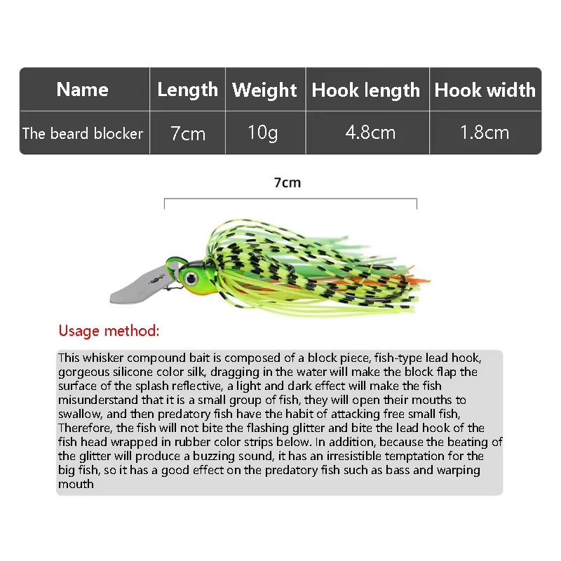 Spinnerbait con purpurina anticolgante – Cebo compuesto para fondo - imagen 5