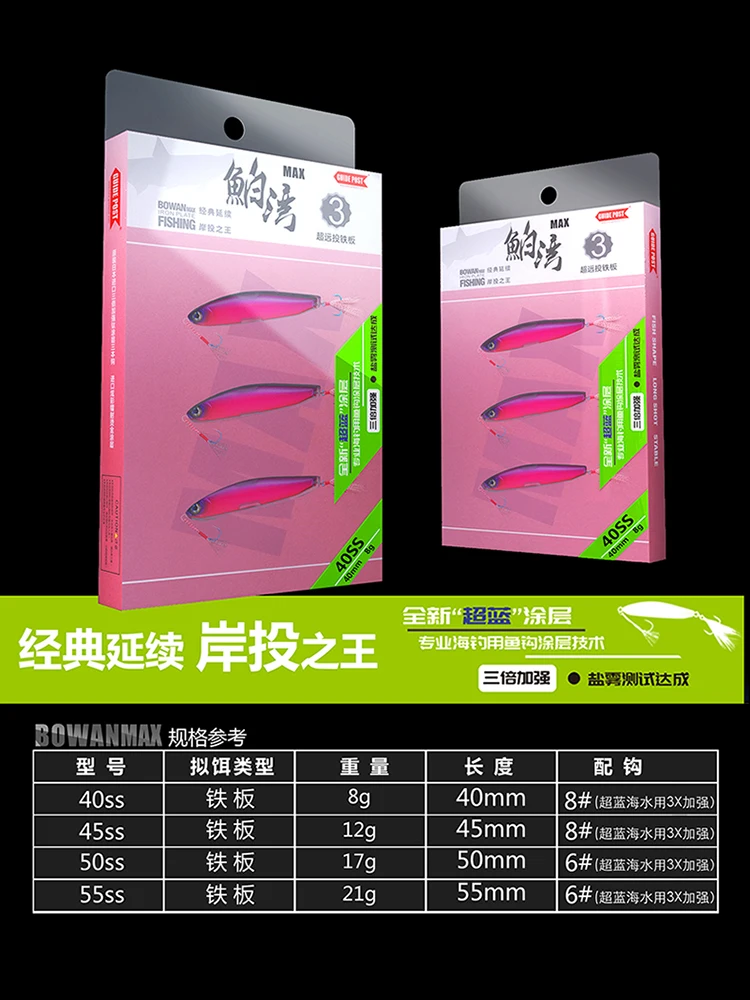 Señuelo de pesca con lentejuelas de Metal, placa de hierro Bowan MAX, 3 piezas, 8g/12g/17g/21g, plantilla Artificial, cebo duro para carpa - imagen 3