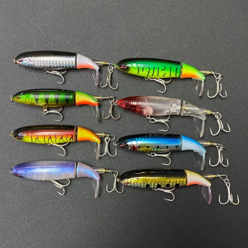 ALASICKA-señuelo de pesca Popper, 1 Uds., 13g, 90mm, Crankbaits, cebo Artificial para pesca, cola giratoria, Wobblers Topwater para Lucio - imagen 2