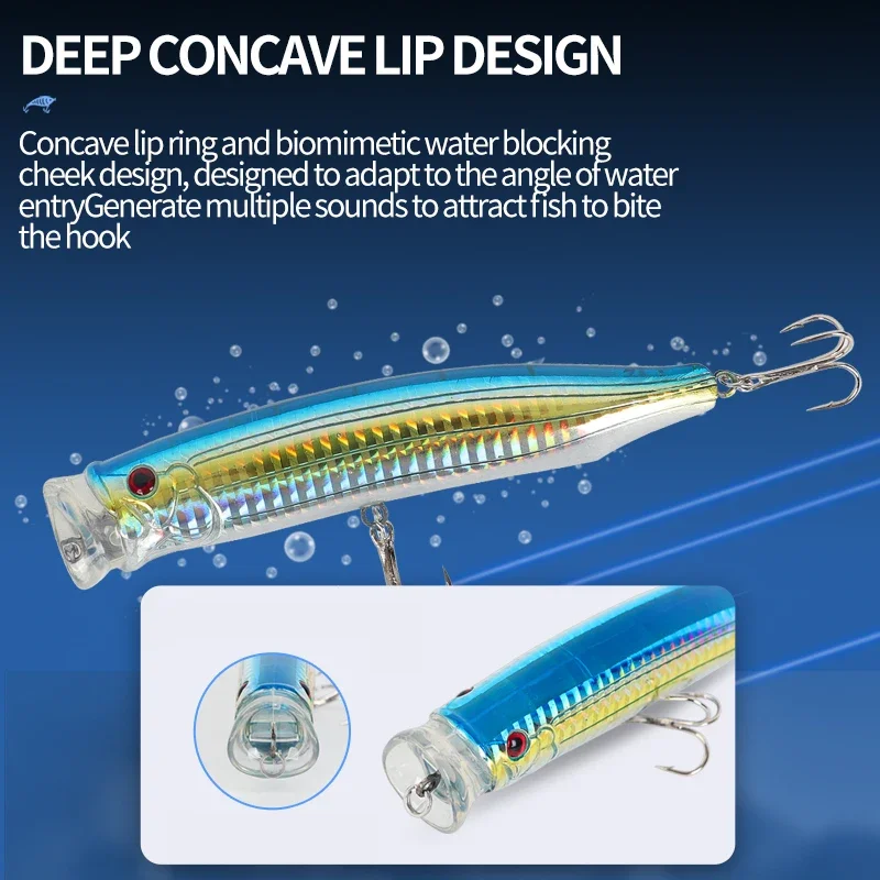 4 Uds Topwater Popper señuelo 120mm 30g flotante Rock pop cebos duros artificiales para lubina pequeño juego señuelo de pesca aparejos - imagen 2