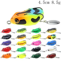Señuelo de pesca colorido de 45mm/8,5g, Señuelos de Pesca de rana trueno, cebos blandos, Topwater flotante de señuelo, aparejos de pesca de doble gancho para lubina