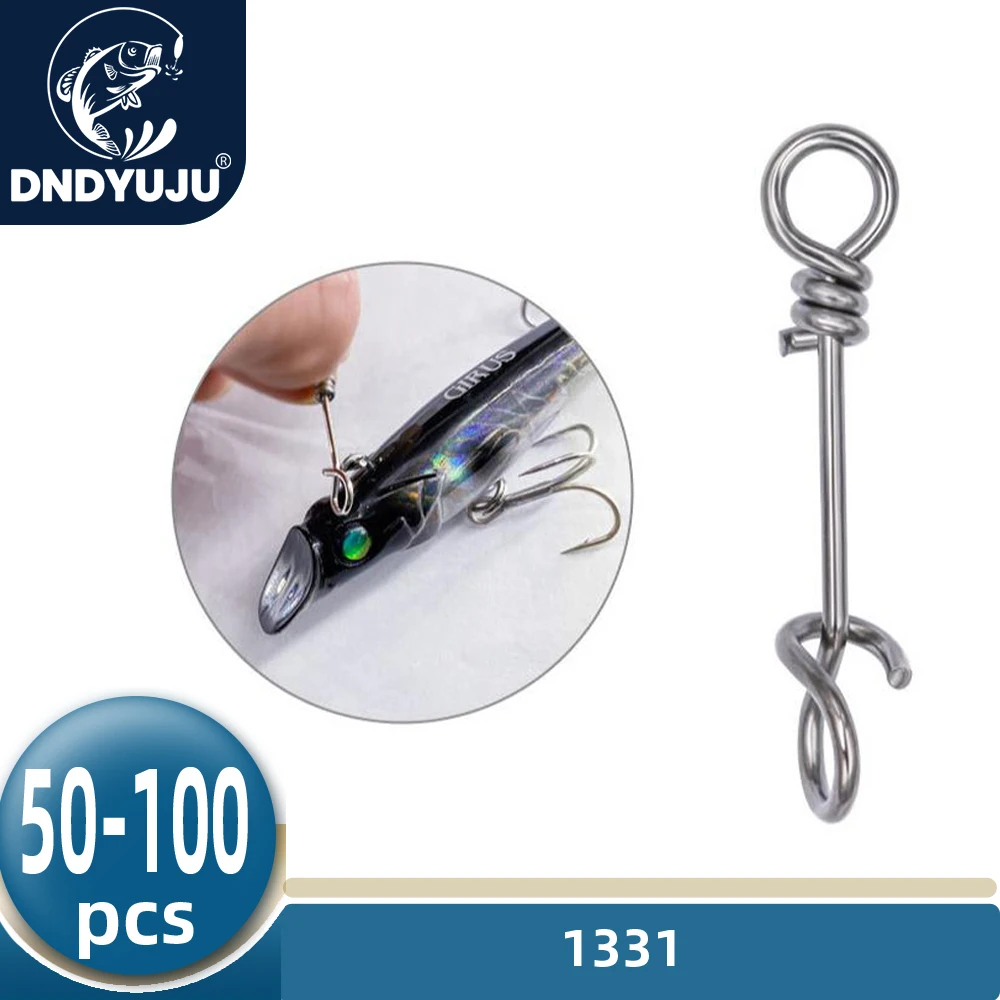 DNDYUJU 50-100X fortalece el acero inoxidable bloqueo rápido abrazadera de resorte hebilla señuelo conector de aparejos de caída para accesorios de pesca - imagen 2