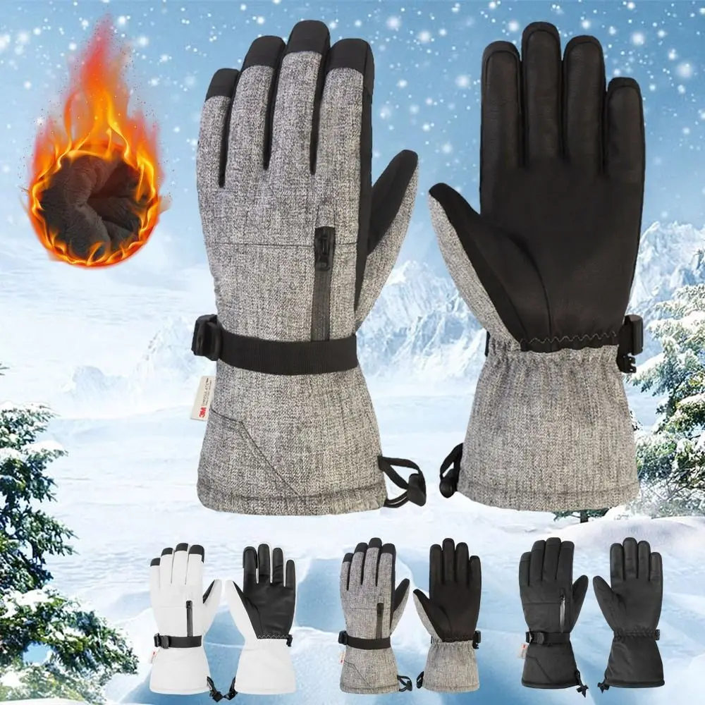 Guantes de esquí impermeables para hombre y mujer, manoplas antideslizantes para nieve, Snowboard, gruesas y cálidas, para ciclismo, montar, senderismo, con dedos completos - imagen 3