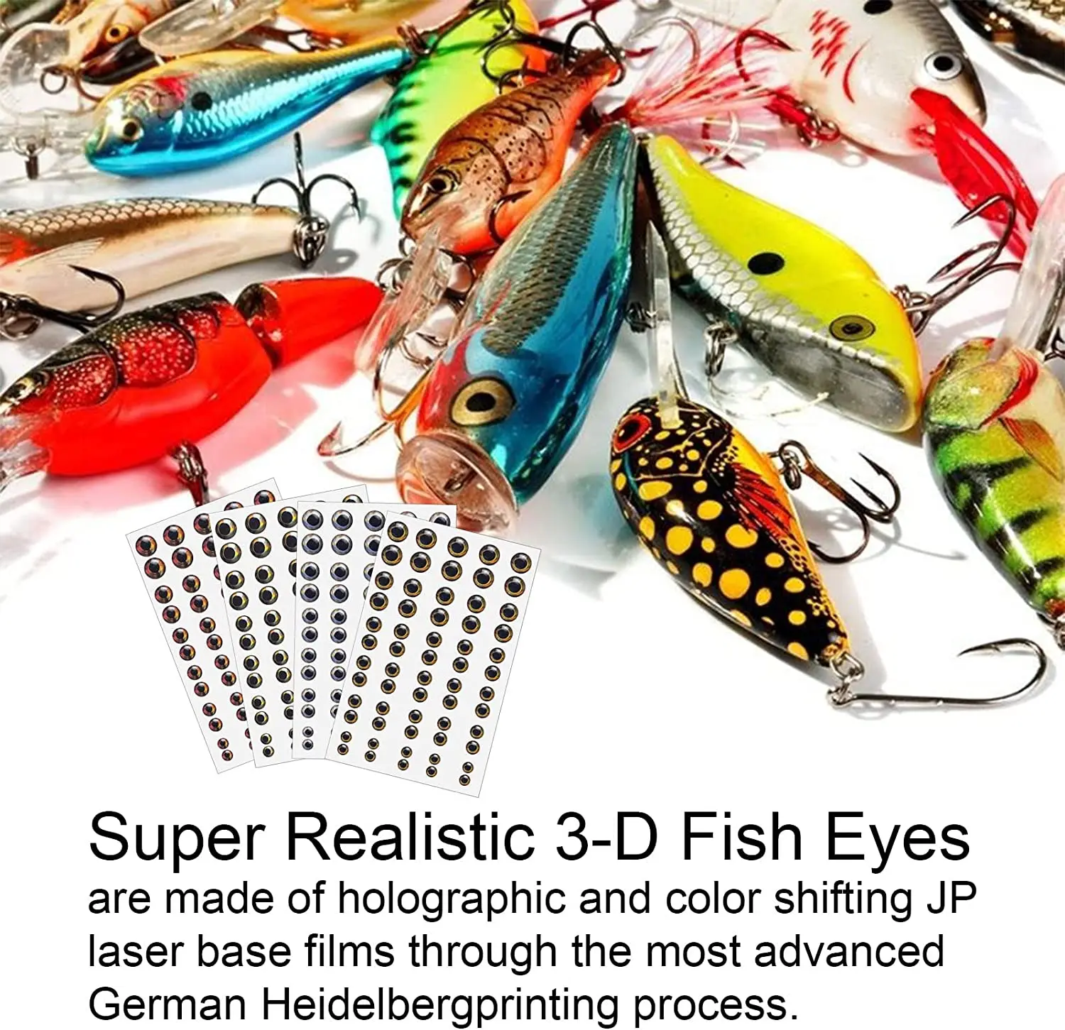 Ojos de señuelo de pesca en 8 colores, simulación 3D, 3/4/5/6/7/8mm, ojos de pez vivo, holográficos, materiales para atar moscas, 360 unidades por lote - imagen 5