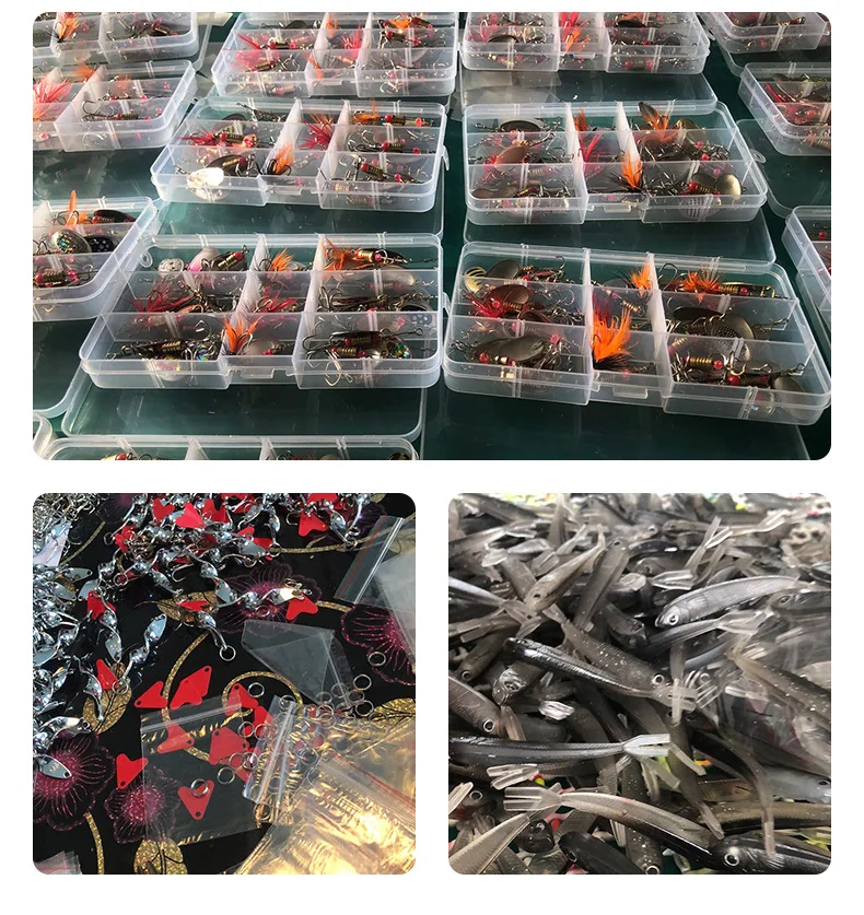 Descubra un mundo de elementos esenciales de la pesca con nuestra diversa selección de cajas de aparejos y señuelos