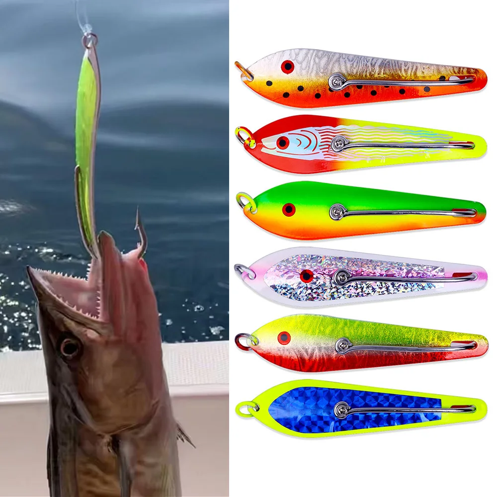 Señuelo de cuchara grande de 4,84 pulgadas, 30g, cuchara de arrastre para Dron, pesca Wahoo Mahi, cebo de lentejuelas de Metal, barco, anzuelo de pesca de aguas profundas, lubina - imagen 4