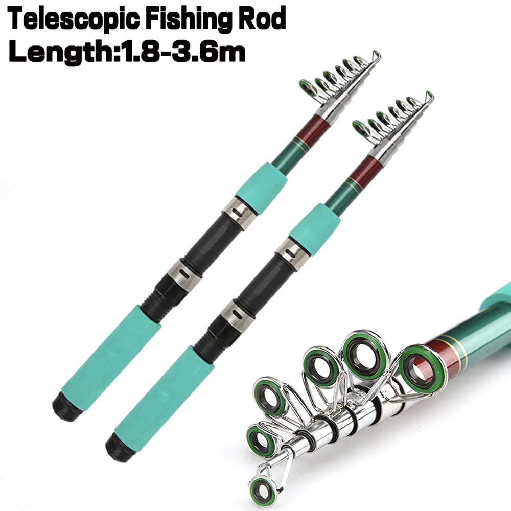 Ghotda caña de pescar telescópica de carbono, caña de pescar multifunción, portátil, giratoria de viaje, aparejos de Pesca, 1,8-3,6 m