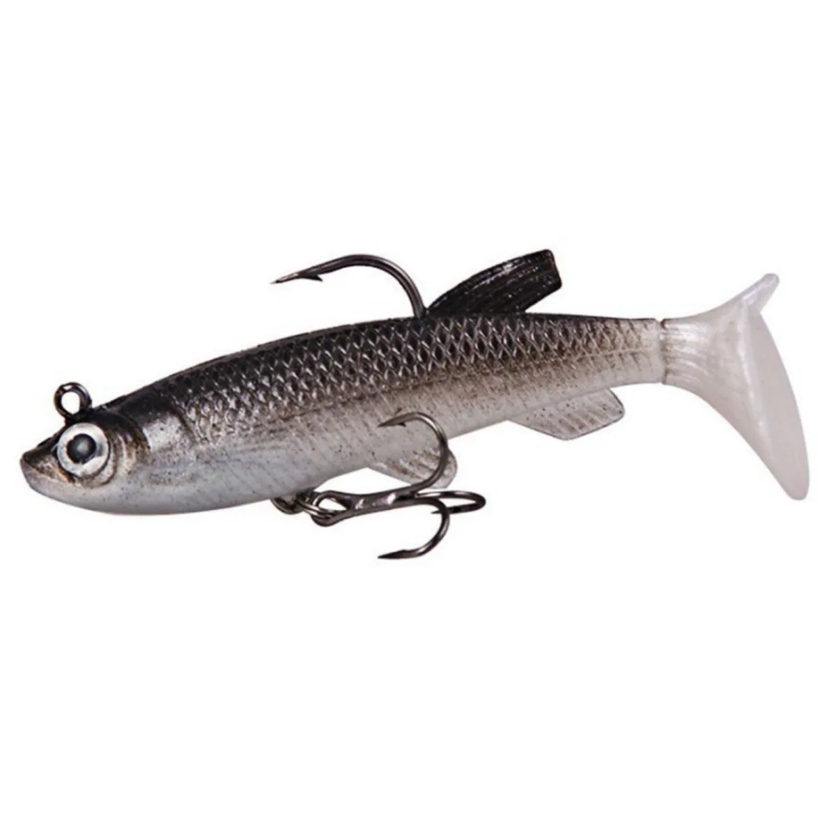 5 unids/lote anzuelo de silicona suave juego de cebo Swimbait 8cm 12,5g Wobblers de pesca cebos de goma artificiales para Lucio señuelo de lubina aparejos - imagen 5