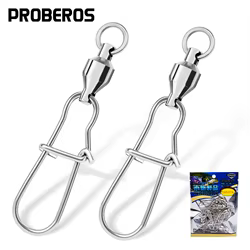 Proberos, 10 Uds., giratorios de pesca, rodamiento de bolas, conector de pesca, Clip de señuelo de acero inoxidable, accesorios de presión de bloqueo cruzado
