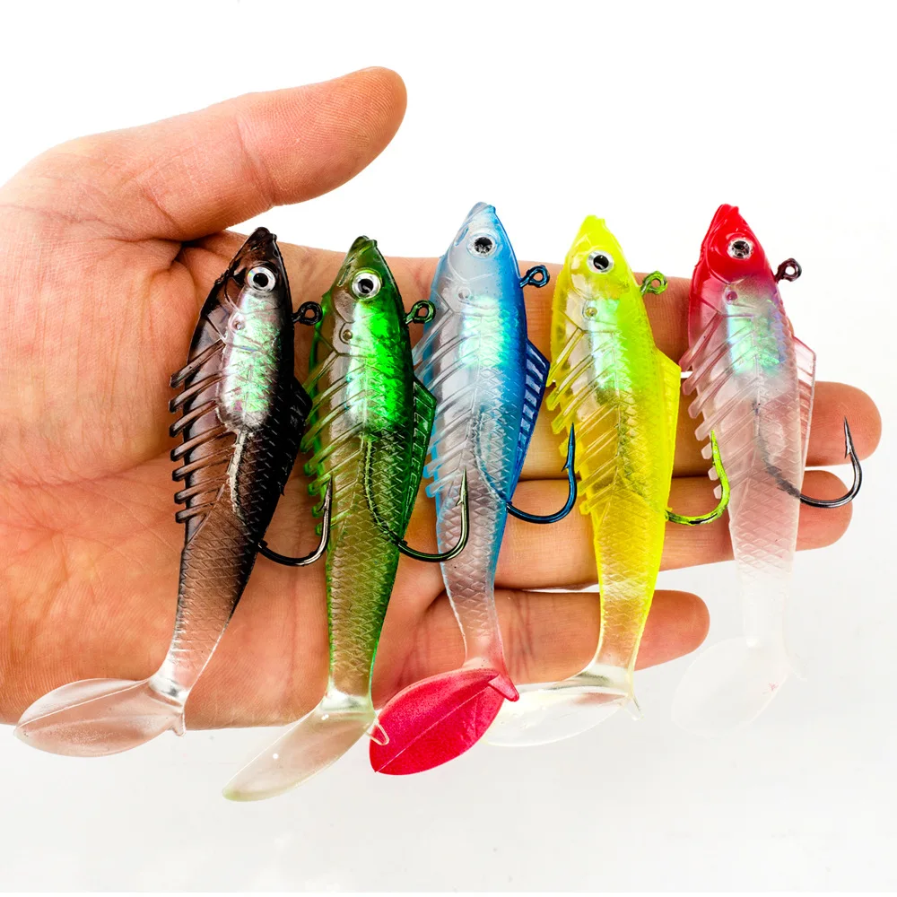 Señuelo de Pesca Jigging de 11g/19g, cebo suave con cola en T envuelto con pez de plomo, Swimbait Artificial falso para aparejos de Pesca de lubina - imagen 5
