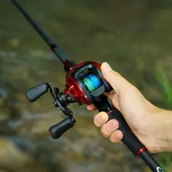 Sougayilang Caña Baitcasting Carbono con Carrete 6.3:1 y Línea Trenzada