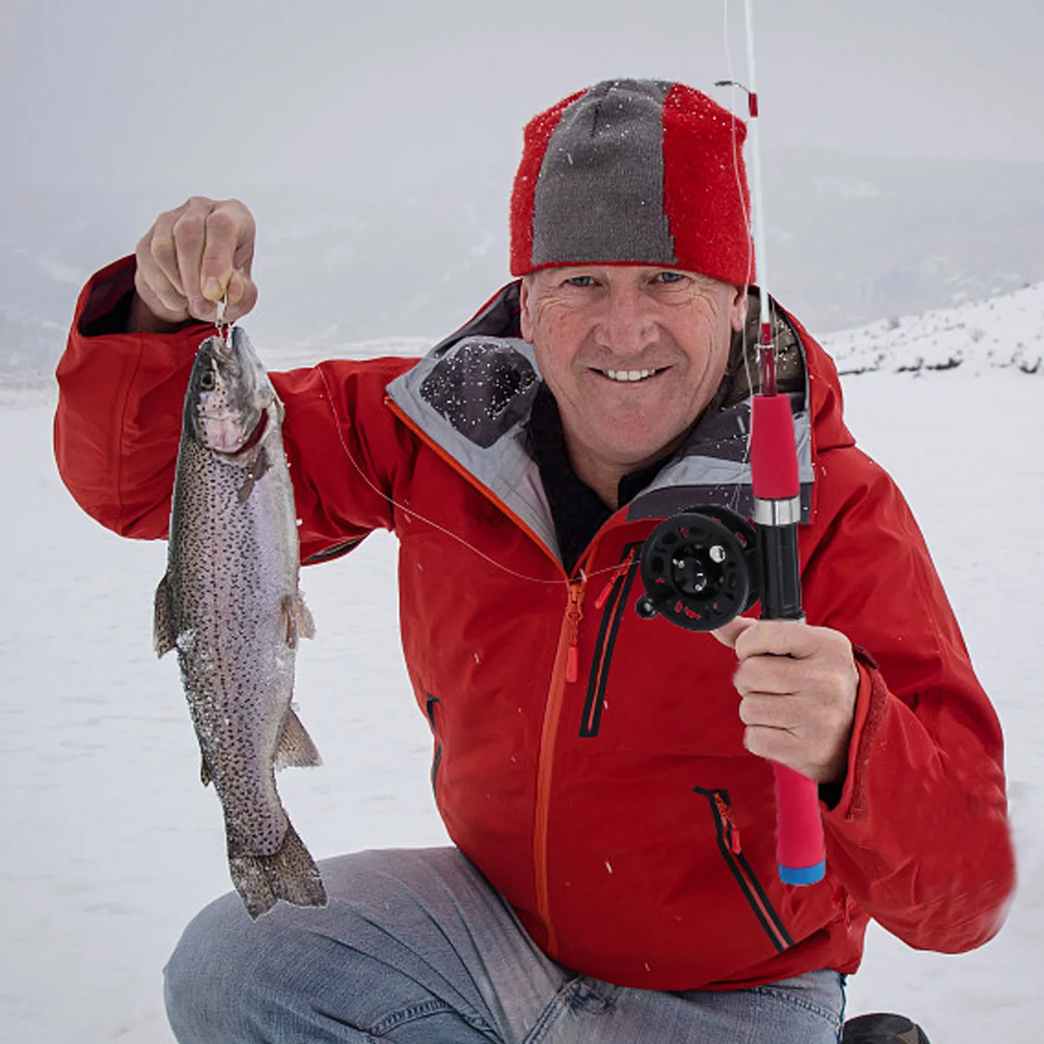 Caña de pesca en hielo Sougayilang – Dos secciones ultraligera portátil - imagen 5