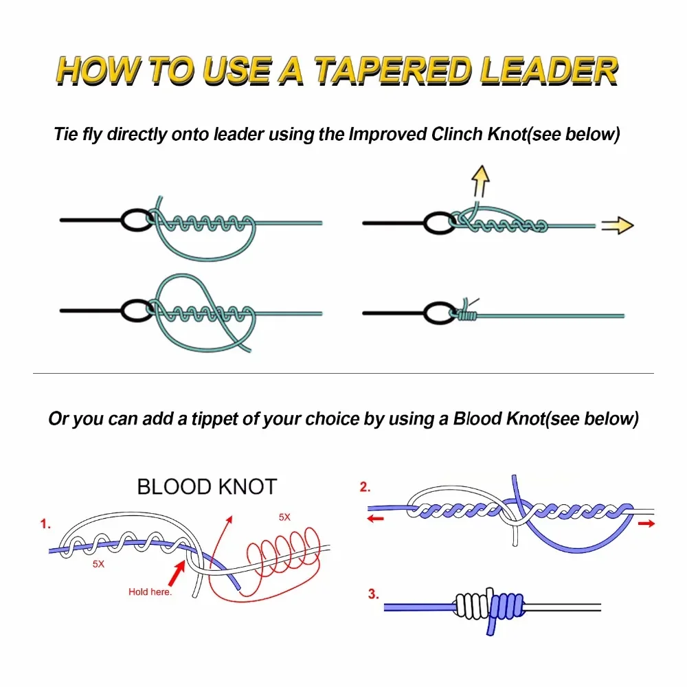 Goture-sedal de pesca con mosca, 5 uds., 9 pies/2,74 M, líder cónico 0X-7X, líder cónico transparente con bucle preatado, accesorio de pesca - imagen 2