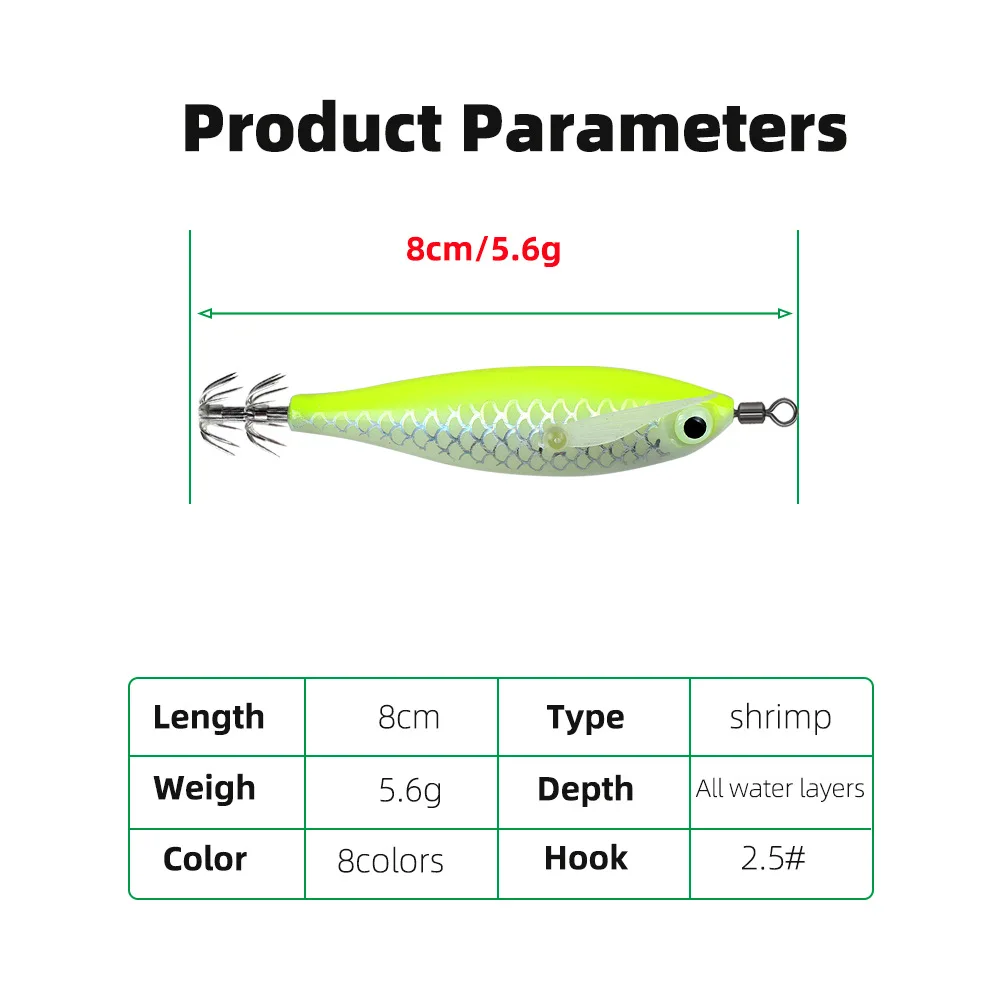 Jig Luminoso Calamar con Camarón y Huevo – Pesca Spinning Salada