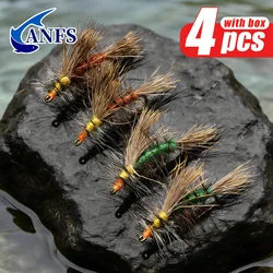 ANFS mosca seca Caddis para trucha con estimulador de emergentes