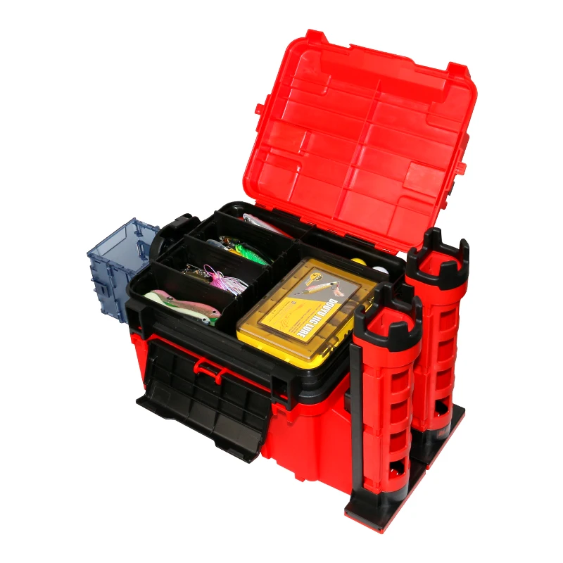 Caja de Herramientas de pesca, caja de aparejos de pescador grueso de plástico multifunción, organizador de almacenamiento de señuelos de caña de pescar, artículos marinos para pesca - imagen 3