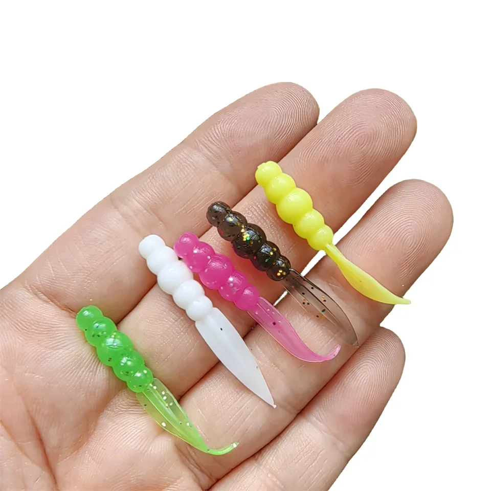 MUKUN 20 piezas nuevo Mini señuelo de pesca suave 0,3g/35mm cebo de silicona Swimbait Wobblers gusano lubina carpa aparejos de pesca de roca - imagen 5