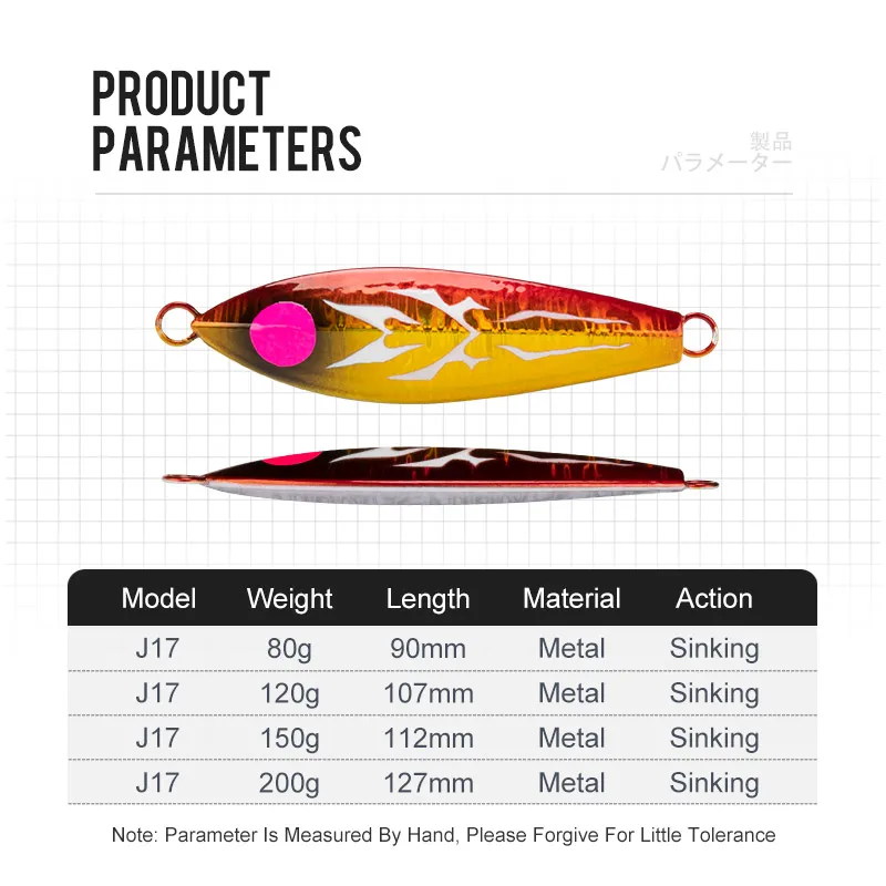 TEASER-J17 Jack Eye Plantilla de metal de hundimiento lento de agua salada, señuelo de cuchara de pesca de mar, Jerkbait de curricán, 80g, 100g, 120g, 150g, 200g - imagen 3