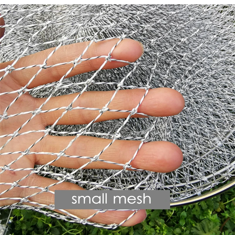 Red de aterrizaje de pesca de 45cm, línea trenzada gris hecha a mano, red de mano plegable de secado rápido, jaulas, anillos de acero inoxidable, equipo de pesca - imagen 3