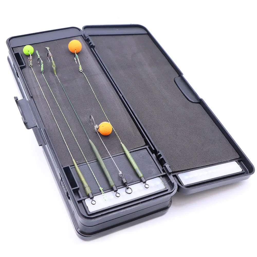 Caja de almacenamiento de aparejo de pelo para pesca de carpa, 72 Uds., aparejos de pesca con anzuelo, caja de aparejos de almacenamiento, billetera de 6 capas, herramienta de equipo de sedal de pesca - imagen 4