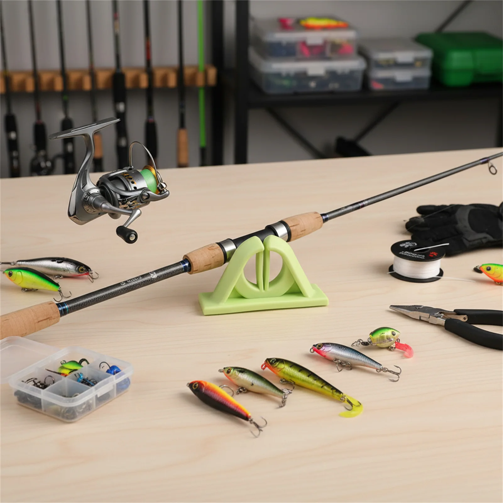 Estante organizador de caña de pescar, soporte de fijación de caña de pescar de silicona no perforada, tienda de artes de pesca, estantes de exhibición de caña de pescar - imagen 4