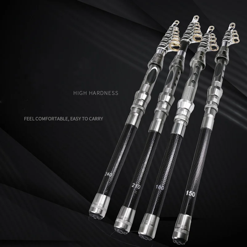 DEUKIO-caña de pescar telescópica giratoria, alimentador de carpa con mosca, fibra de carbono, 2,7 M, 2,4 M, 2,1 M, 1,8 M, 1,5 M - imagen 4