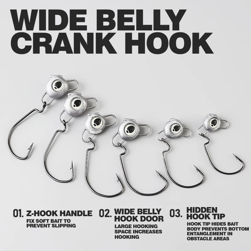 TAIYU 10 unids/set 3,5/5/7/10g anzuelos de pesca con ojos biónicos 3D luminosos anzuelos de acero con alto contenido de carbono para señuelo suave - imagen 2