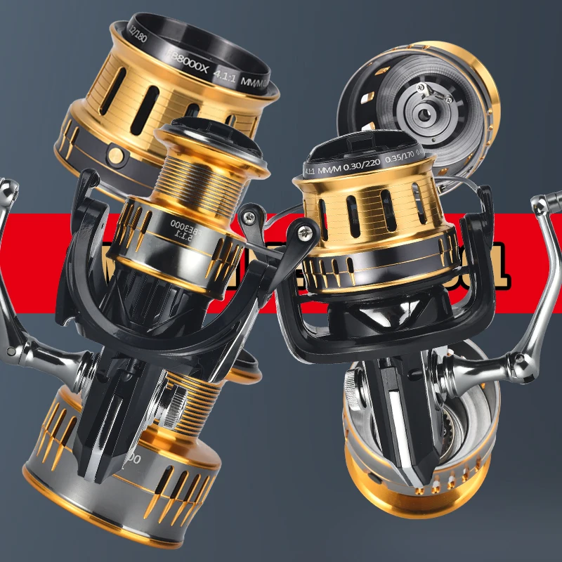 Carrete de lagarto con cuerpo de metal, carrete de pesca grande de larga distancia, tanto de agua salada como de agua dulce, carretes giratorios universales - imagen 5