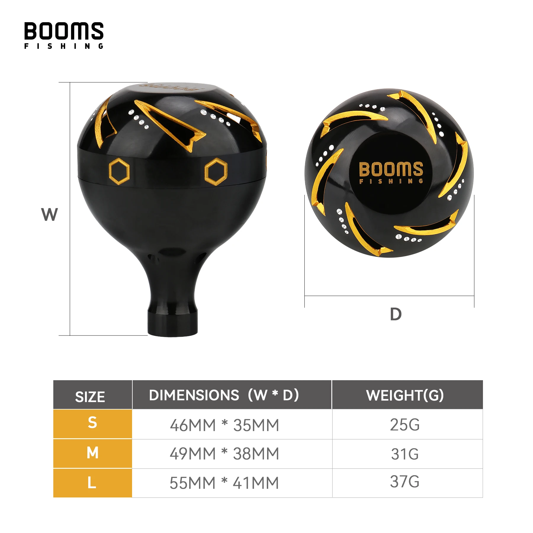 Booms Fishing K01 perilla de mango de carrete de pesca para carrete giratorio Daiwa Shimano para perilla de aleación de aluminio de 1000-6000 de diámetro 35-41mm - imagen 5