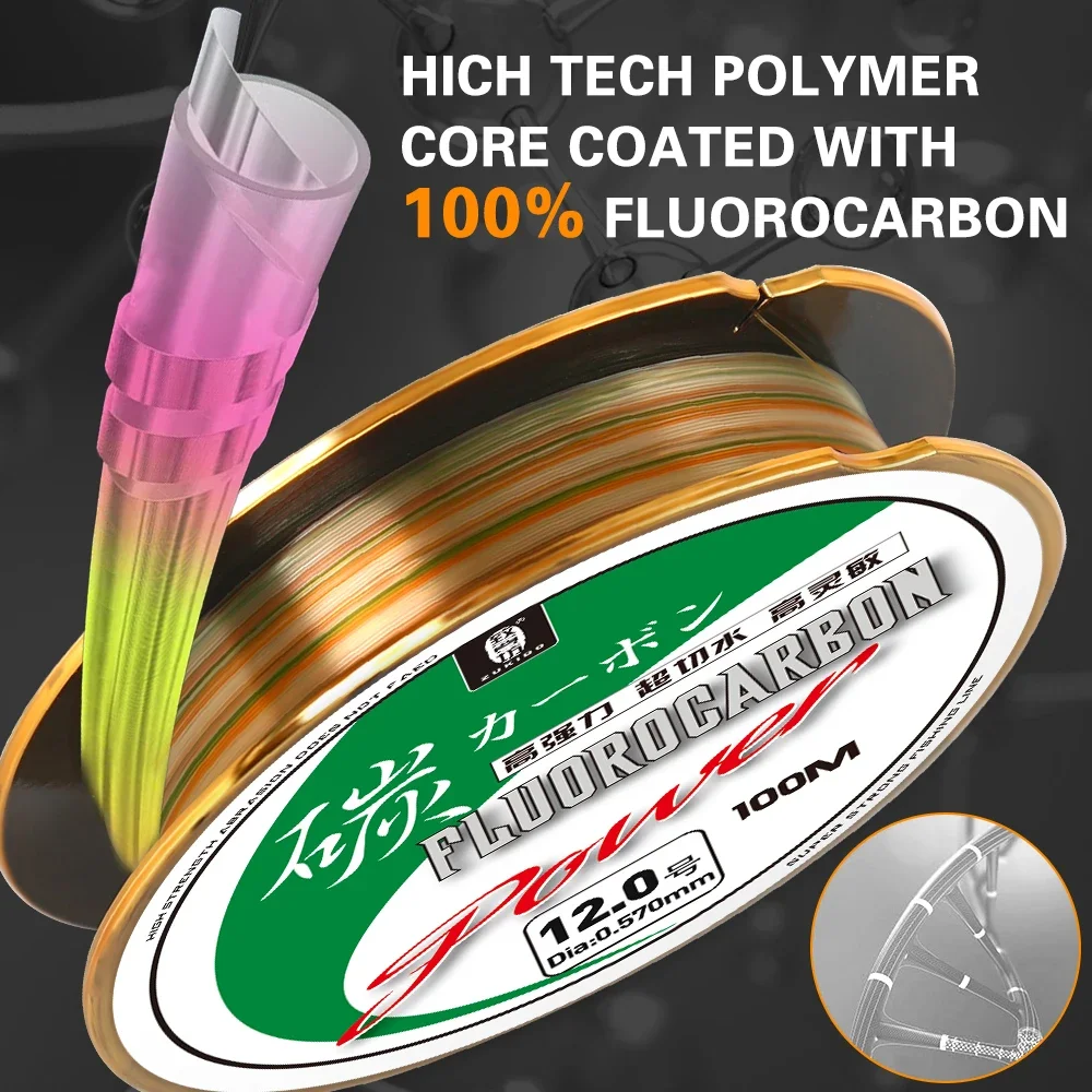 ZUKIBO 50M 100M 100% Material japonés 2-88LB líneas de pesca de fluorocarbono línea líder de fibra de carbono pesca de carpa de hundimiento rápido - imagen 3