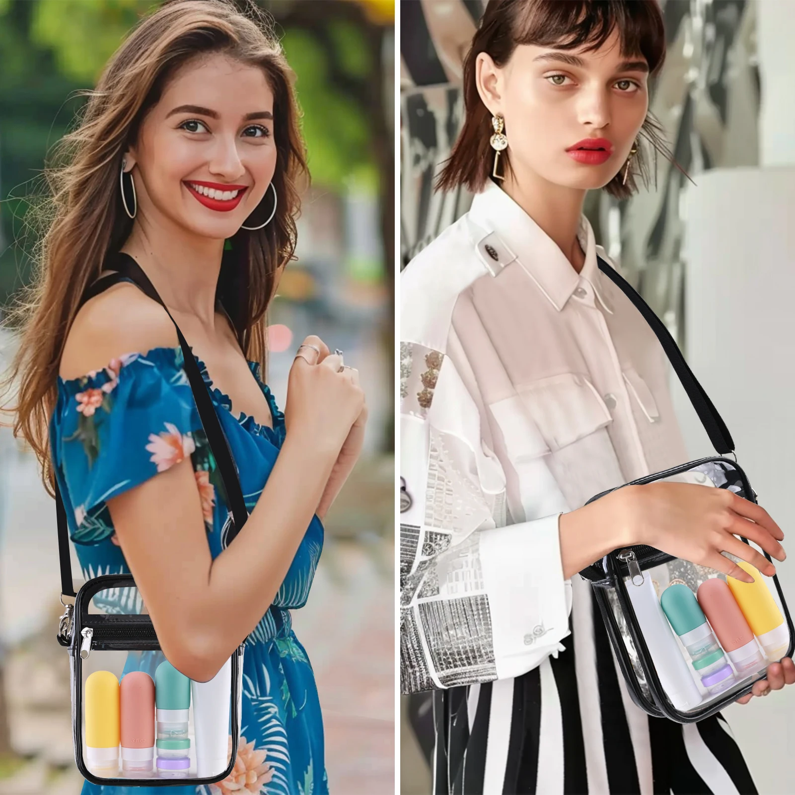 Bolso transparente de PVC para mujer, bandolera de un hombro con cremallera para concierto de estadio - imagen 4