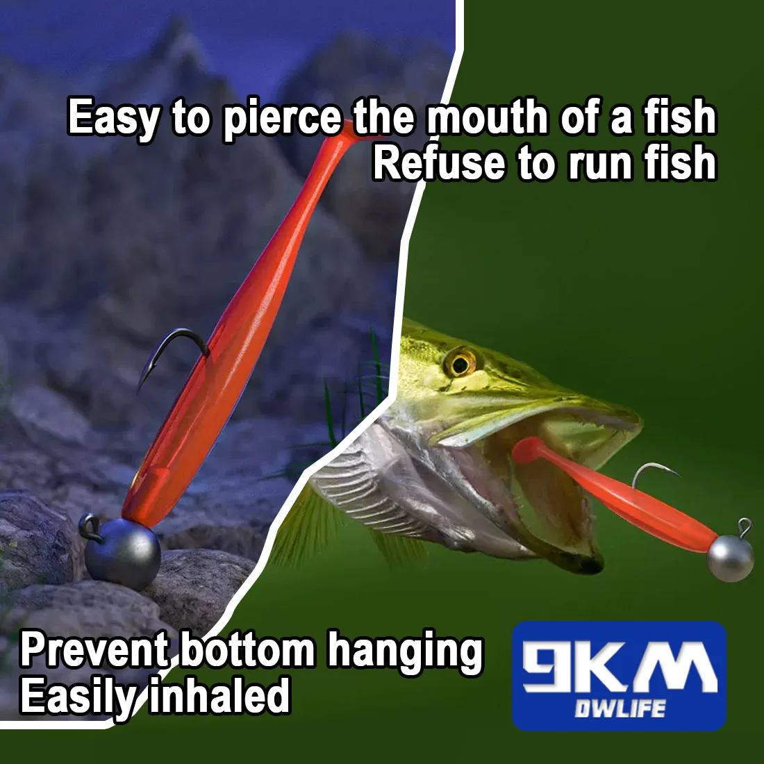 Juego de anzuelos con cabeza de anzuelo de pesca de 9KM, 25 uds., cabezas de bola redonda, surtido de Señuelos de Pesca, anzuelos, Swimbait, cabezales de plantilla para lubina tipo tipo tipo pez - imagen 2