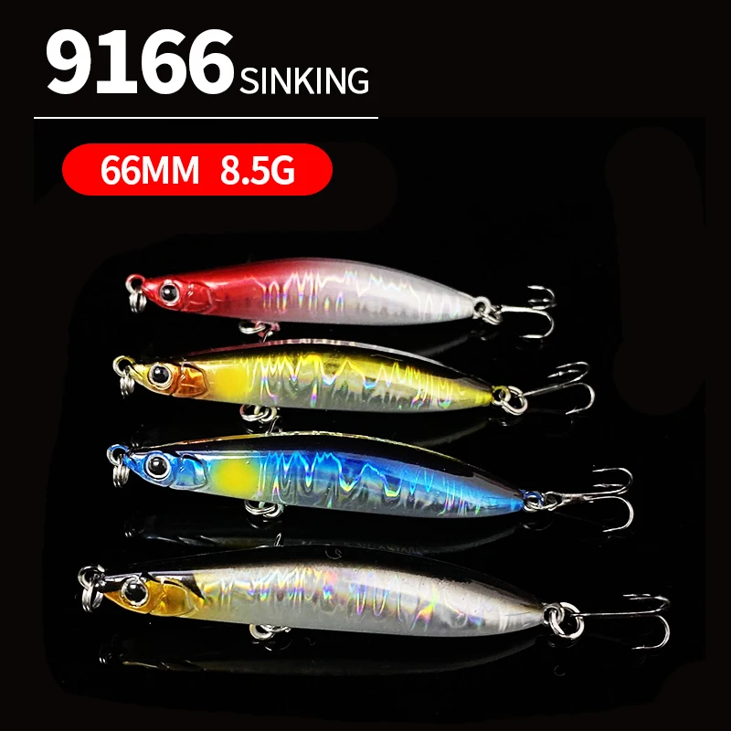 Señuelos de Pesca de lápiz de hundimiento lento, cebo duro Artificial de lubina, trucha de agua salada, aparejos Wobbler, Isca Swimbait, 66mm, 8,5g - imagen 4