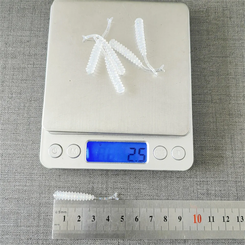 Swolfy-señuelo de Pesca de gusano de 100 piezas, cebos flexibles de goma Artificial para gusanos de tierra, 45mm, 0,5g - imagen 5