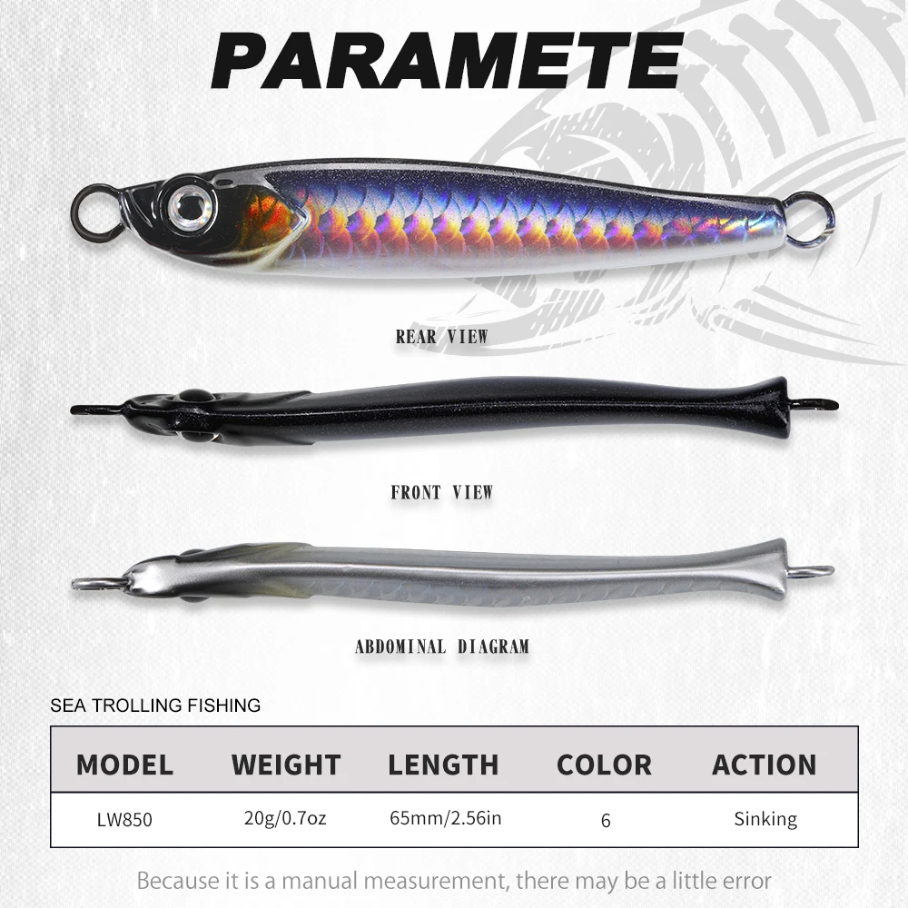 Hunthouse-señuelo de pesca con plantilla de Metal, 65mm, 20g, cebo de fundición para tierra de agua salada, cuchara de Jigging, cebos duros para lubina, bagre, LW850 - imagen 3