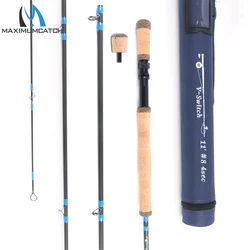 Caña de pescar con mosca Maxcatch Switch 10'6/10'9/11'6 4-9WT con caña de mosca de dos manos de lucha conmutable con tubo para viaje