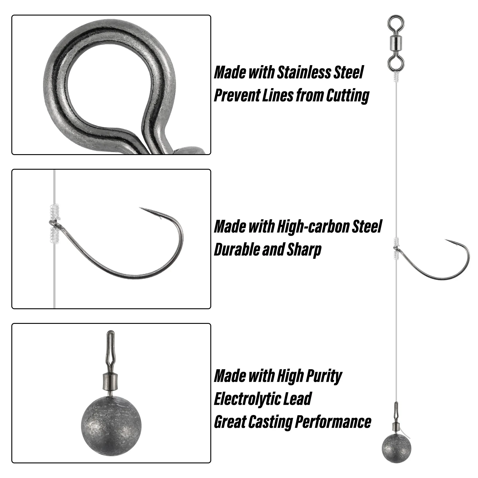 Plomada de pesca Texas Rig Drop Shot con giratorio 3,5g 5g 7g 10g, anzuelos de línea de peso de pesca para aparejo listo, gusano de plástico, lubina, 5 piezas - imagen 3