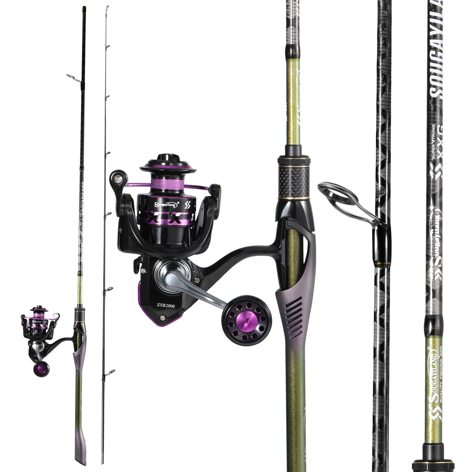 Sougayilang Combo Caña y Carrete Spinning 1.8m – Fibra Carbono MH - imagen 2