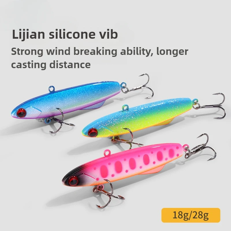 Señuelos de pesca en hielo Vib de invierno, 18g, 28g, cebo vibratorio Wobbler de fundición larga, resistente a bajas temperaturas, lubina inferior - imagen 4