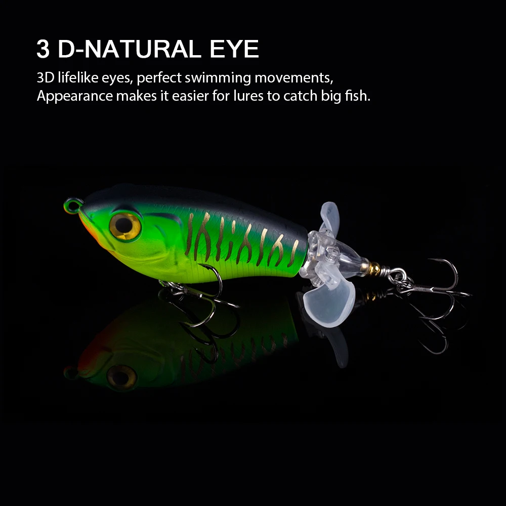 Hanlin-señuelo Popper Artificial de plástico duro, cebo de pesca de cola giratoria suave, aparejos de lubina de doble tornillo, 9G/16G - imagen 3